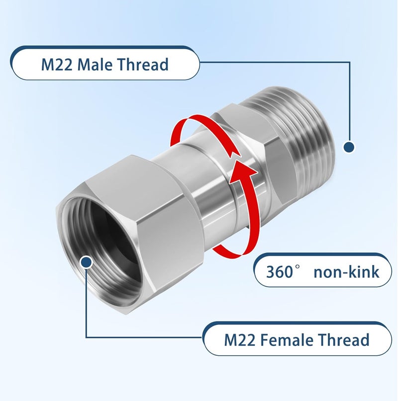 Axfvd M22 Female to M22-14mm Male Swivel Fitting for Pressure Washer Gun and Hose, 5000 PSI, Stainless Steel - Image 3